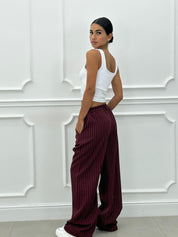 PANTALONI GESSATI CON VITA ELASTICA AI26