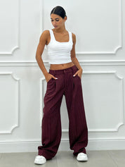 PANTALONI GESSATI CON VITA ELASTICA AI26