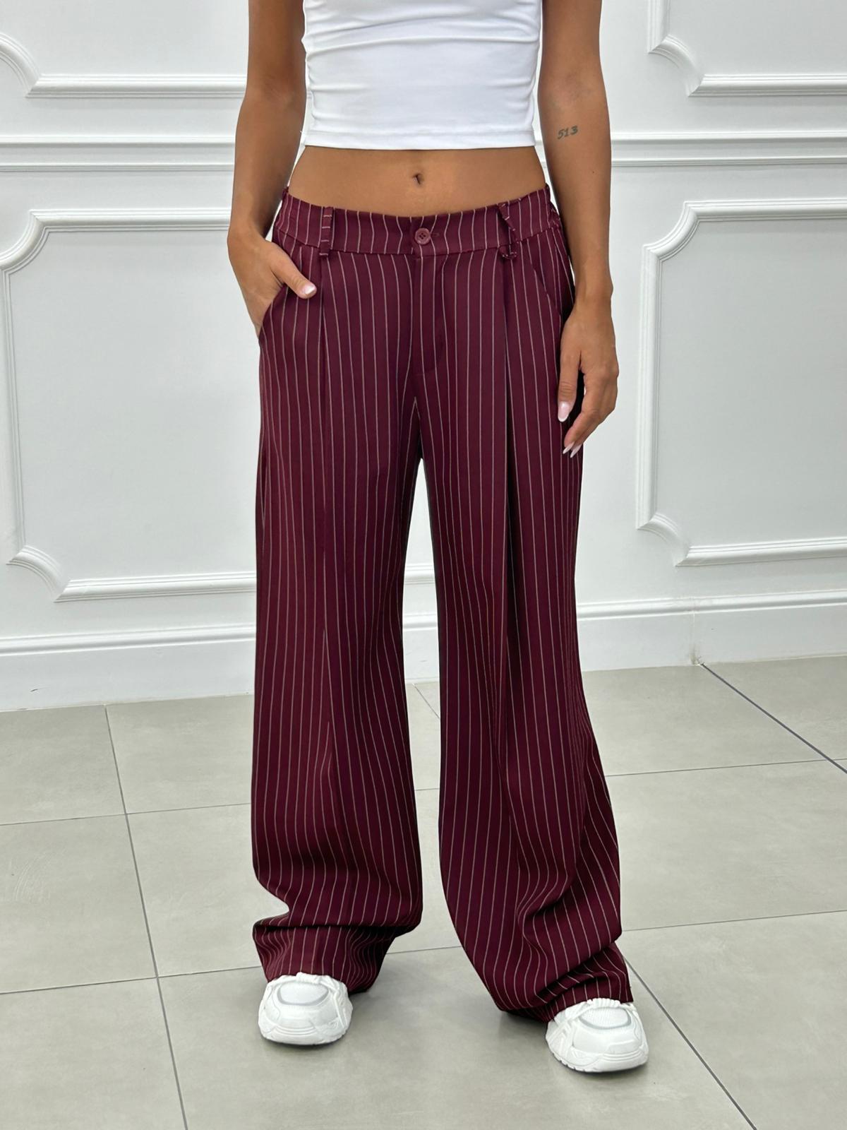 PANTALONI GESSATI CON VITA ELASTICA AI26