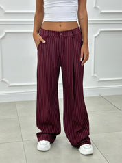 PANTALONI GESSATI CON VITA ELASTICA AI26