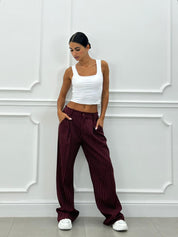 PANTALONI GESSATI CON VITA ELASTICA AI26