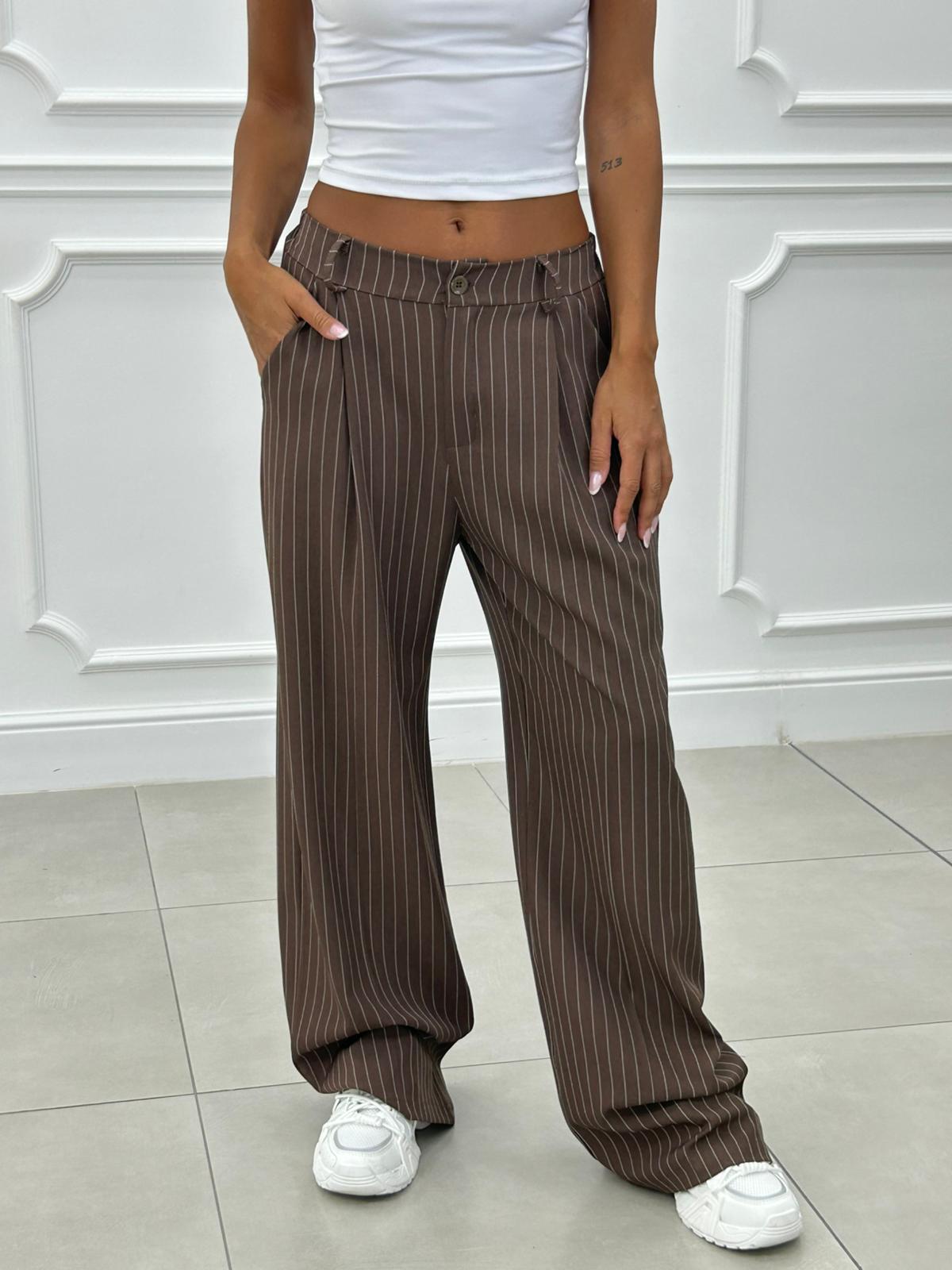 PANTALONI GESSATI CON VITA ELASTICA AI26