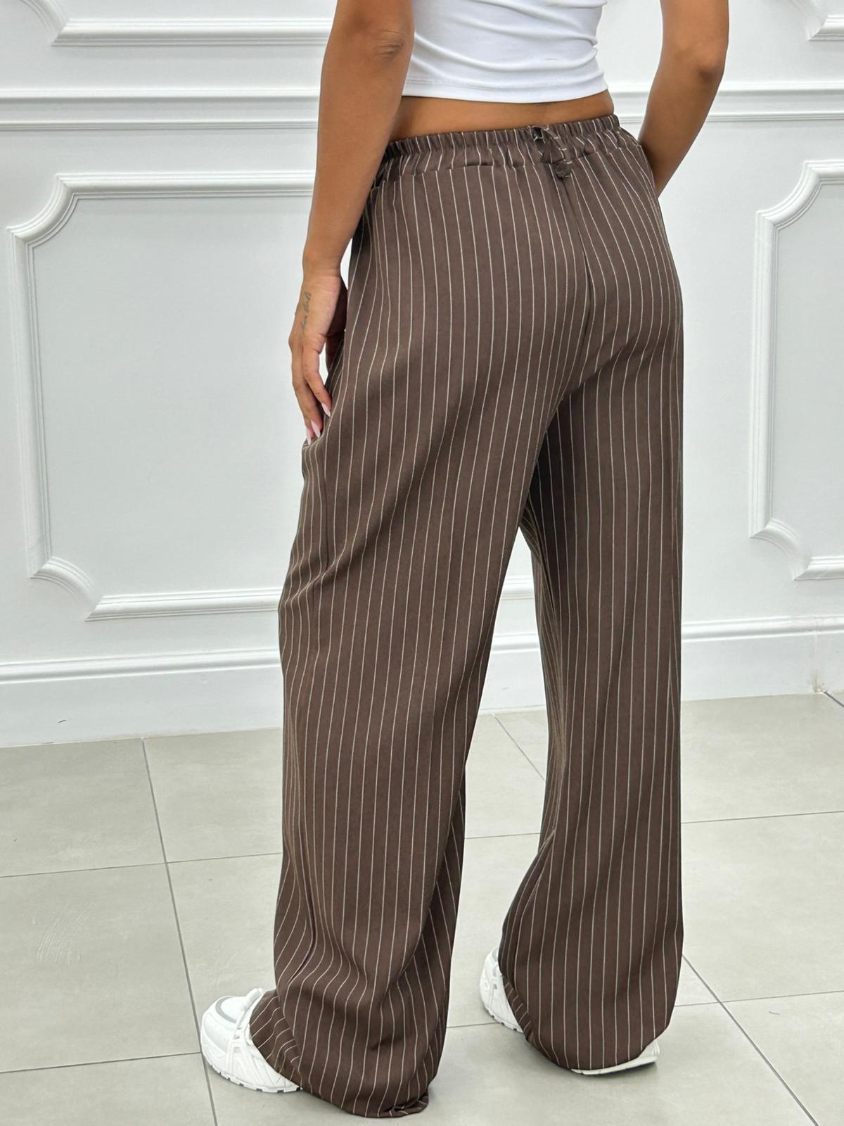 PANTALONI GESSATI CON VITA ELASTICA AI26