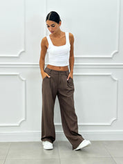 PANTALONI GESSATI CON VITA ELASTICA AI26