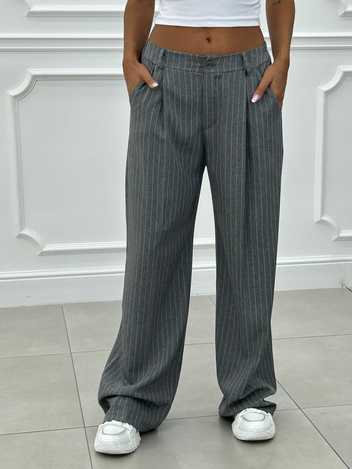 PANTALONI GESSATI CON VITA ELASTICA AI26