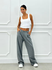 PANTALONI GESSATI CON VITA ELASTICA AI26