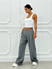 PANTALONI GESSATI CON VITA ELASTICA AI26