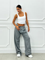 PANTALONI GESSATI CON VITA ELASTICA AI26