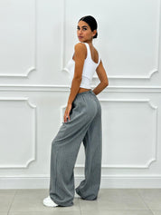 PANTALONI GESSATI CON VITA ELASTICA AI26