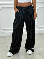 PANTALONI GESSATI CON VITA ELASTICA AI26