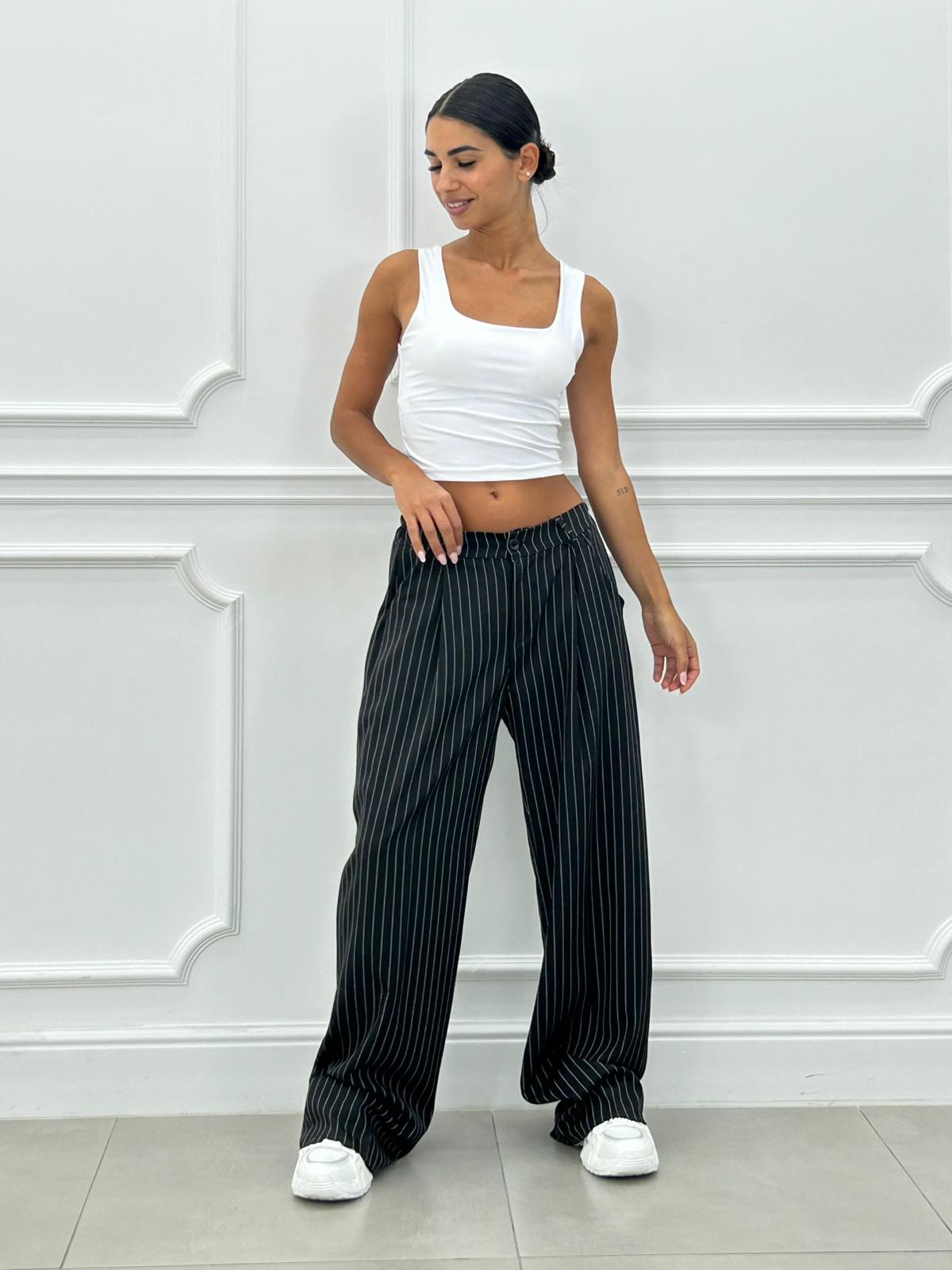 PANTALONI GESSATI CON VITA ELASTICA AI26