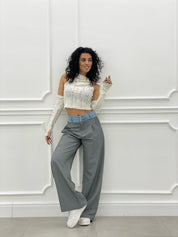PANTALONE CON BUSTINO IN JEANS NEW COLLECTION