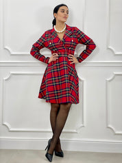 VESTITO TARTAN CON BOTTONI AUTUMN COLLECTION