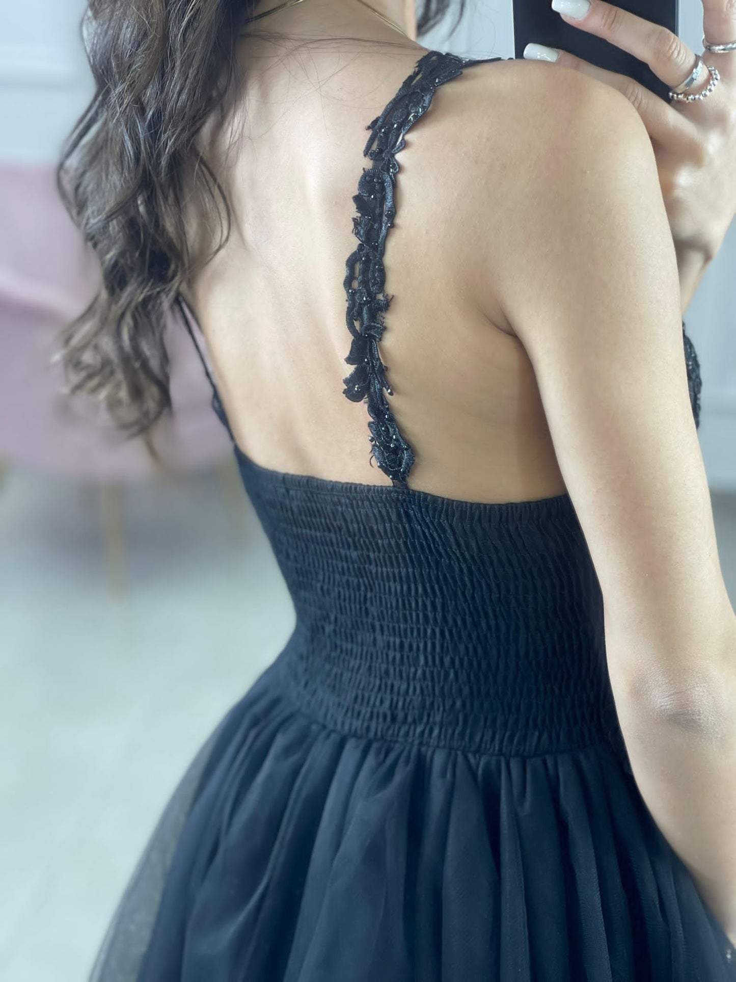 VESTITO TULLE PIZZO E STRASS 9376
