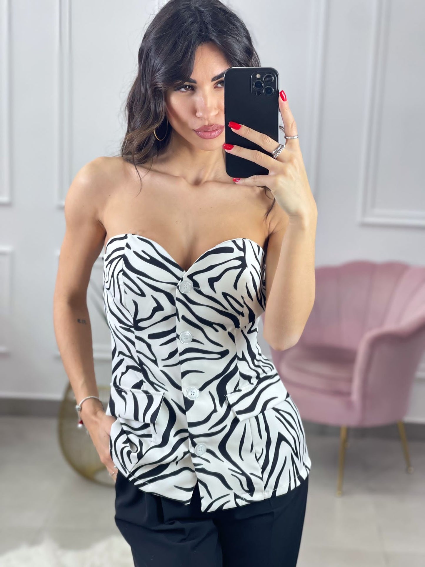 TOP FASCIA CON BOTTONI 10455