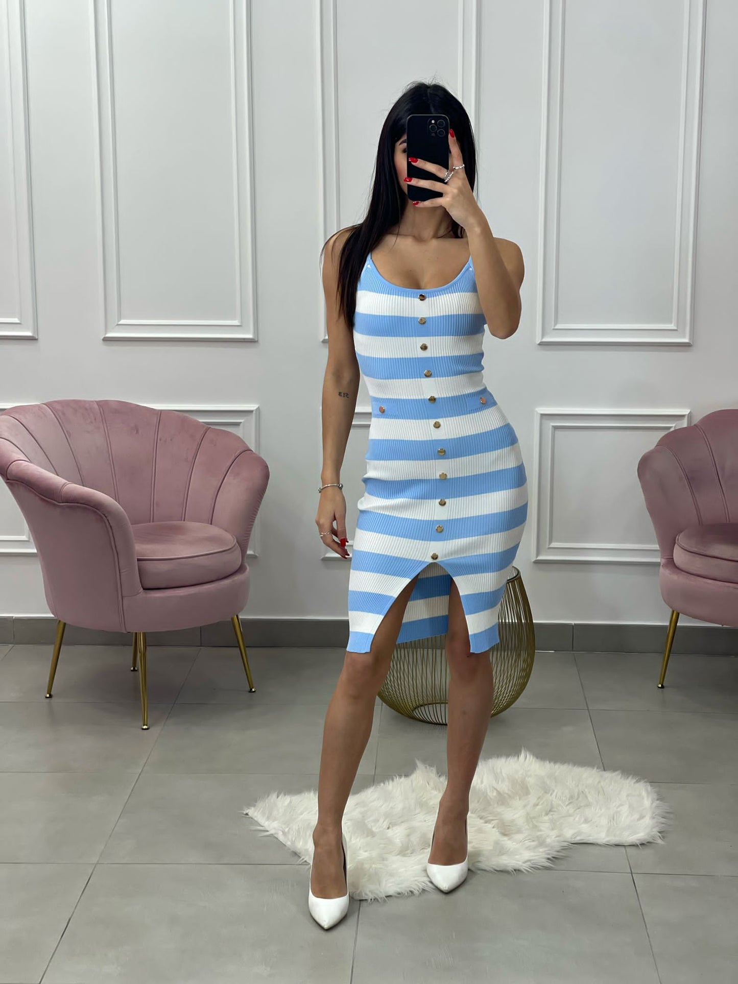 VESTITO RIGHE CON BOTTONI MM898