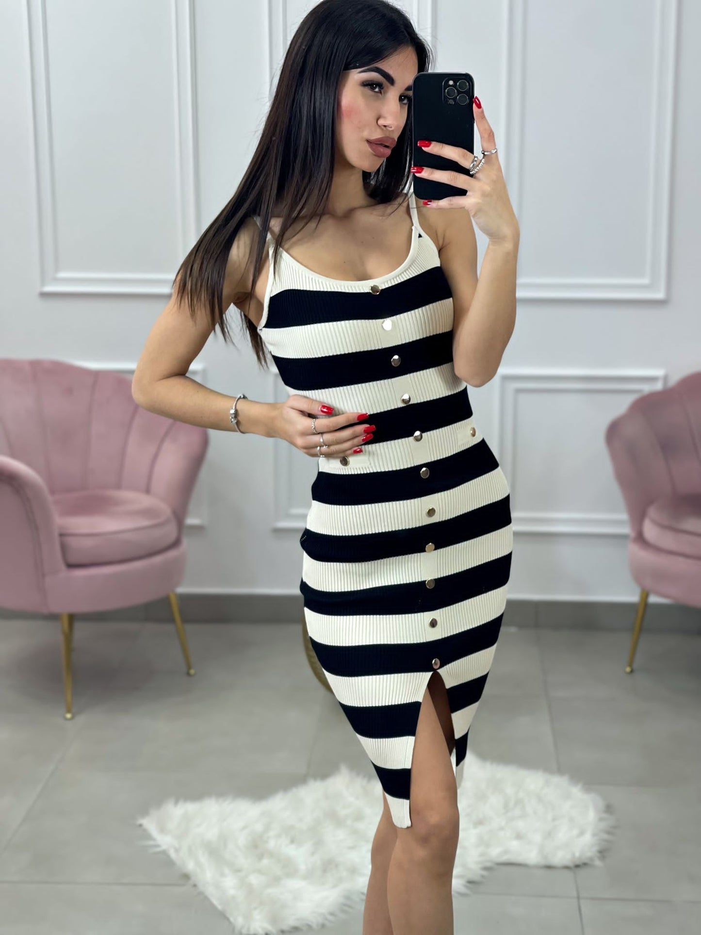 VESTITO RIGHE CON BOTTONI MM898