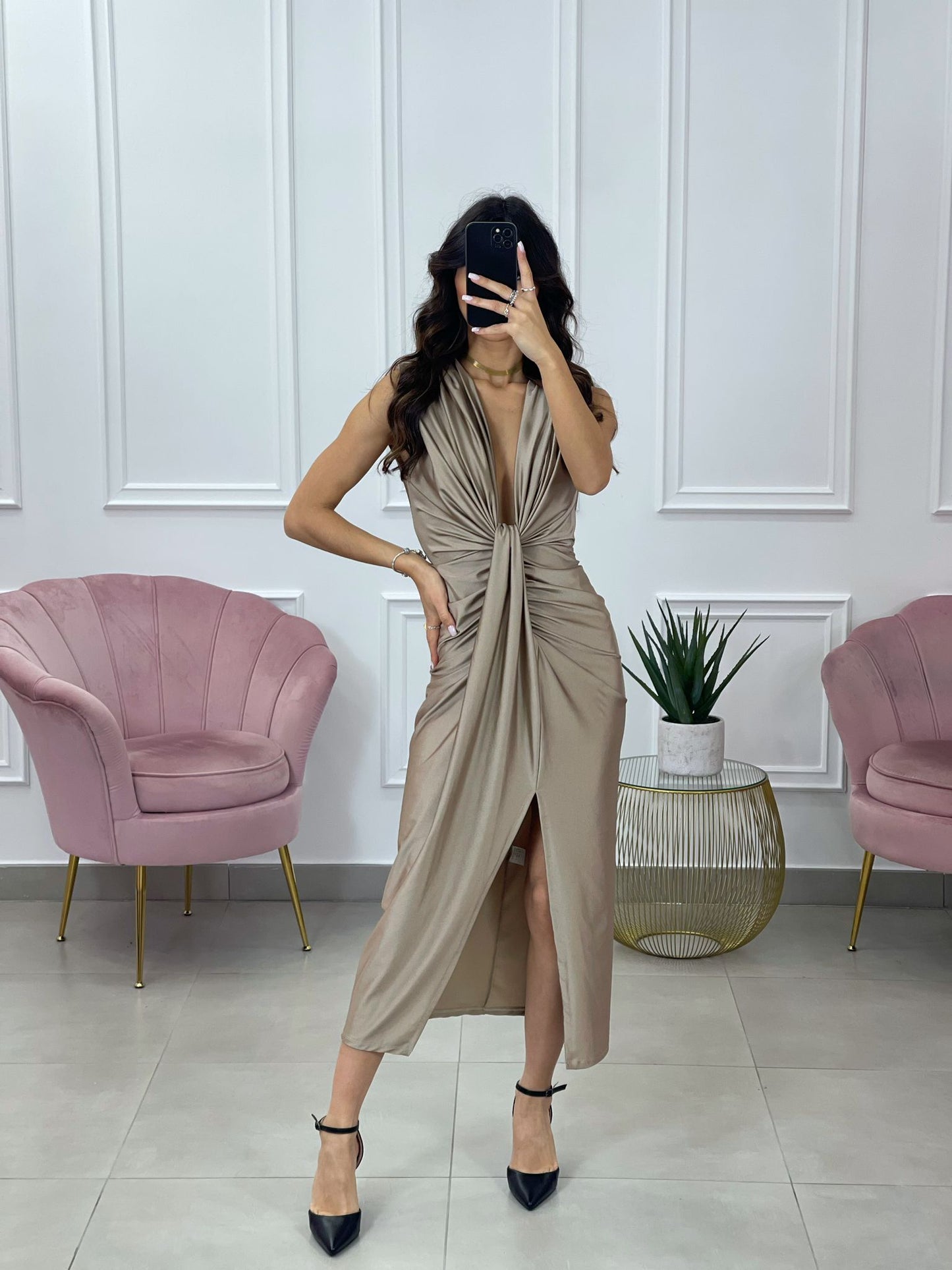 VESTITO LUNGO CON SPALLINE AQ5833