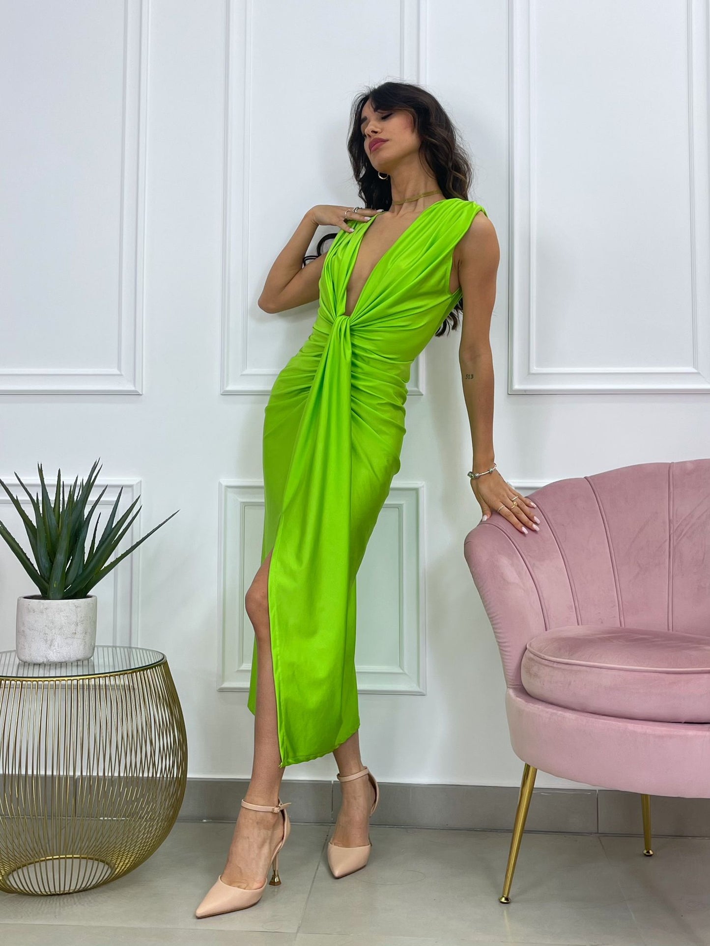 VESTITO LUNGO CON SPALLINE AQ5833