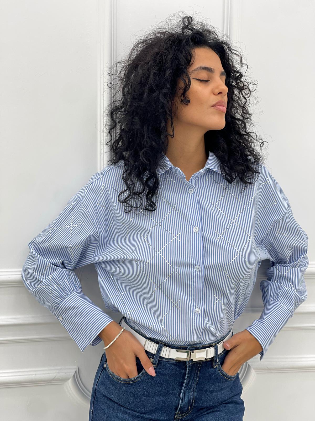 CAMICIA RIGHE CON STRASS