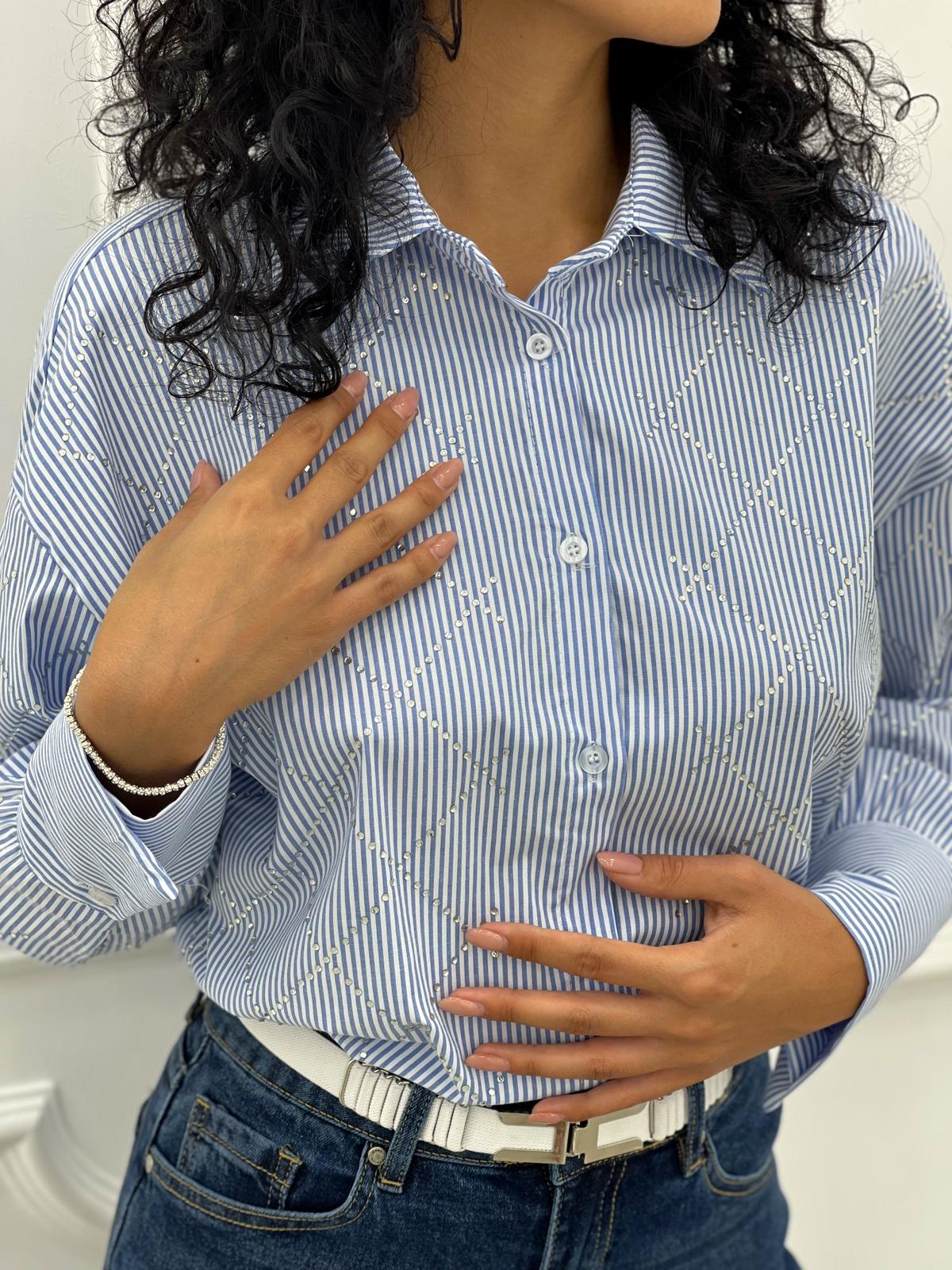 CAMICIA RIGHE CON STRASS