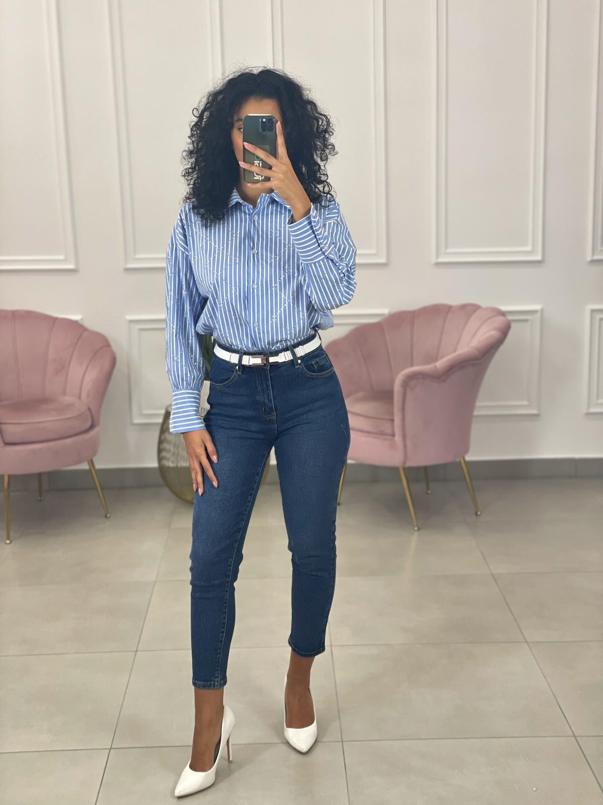 CAMICIA RIGHE CON STRASS