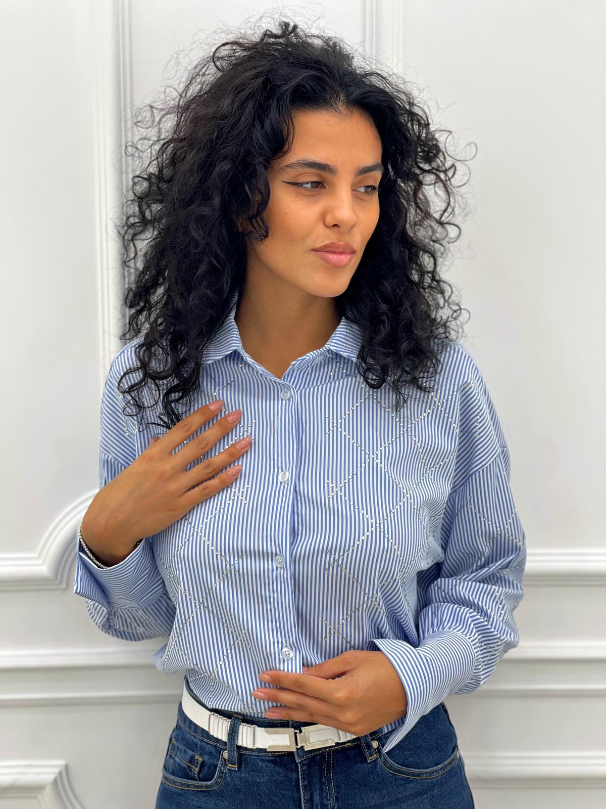 CAMICIA RIGHE CON STRASS