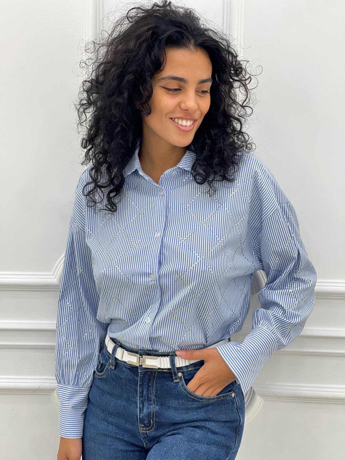 CAMICIA RIGHE CON STRASS