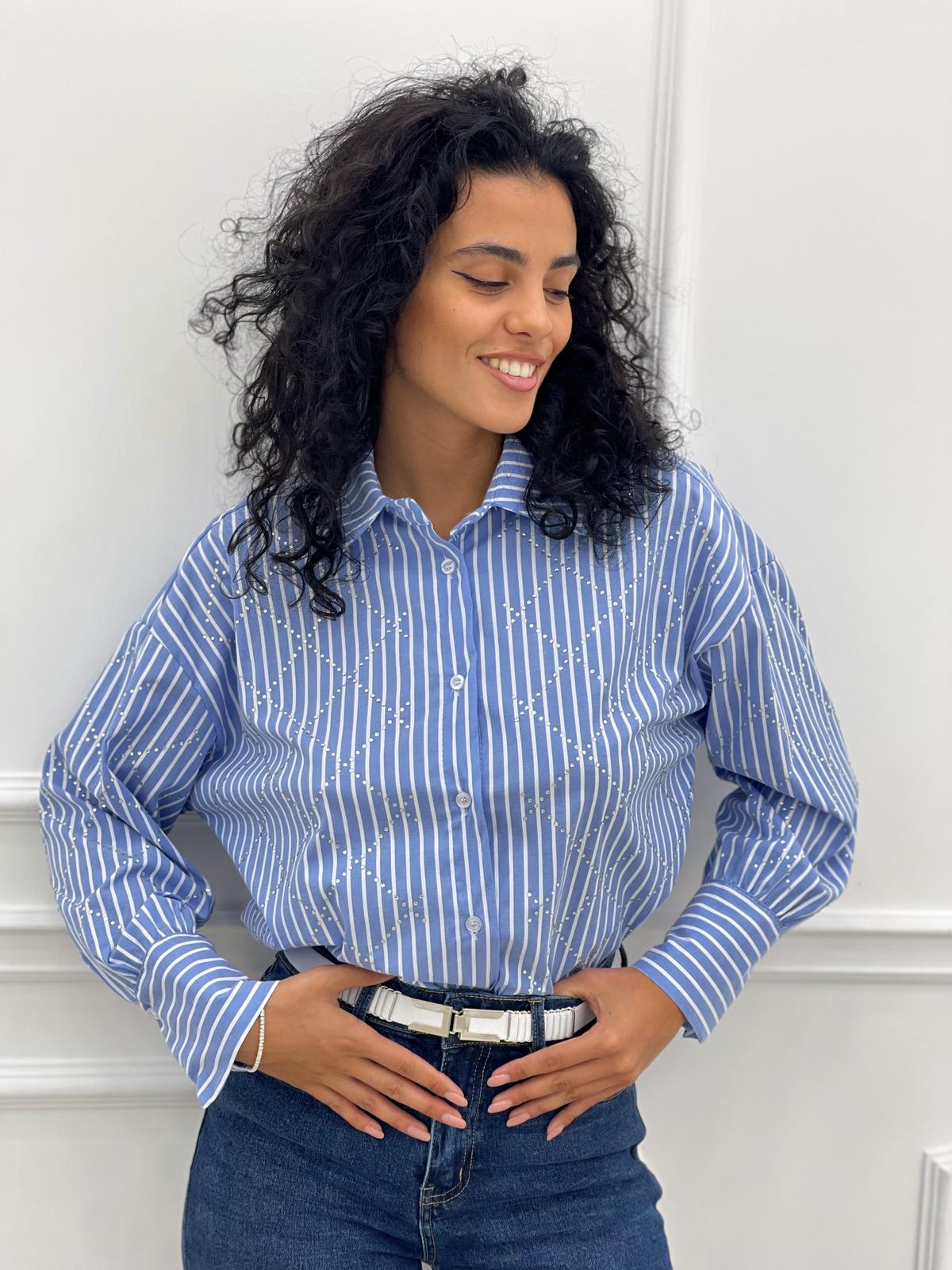 CAMICIA RIGHE CON STRASS