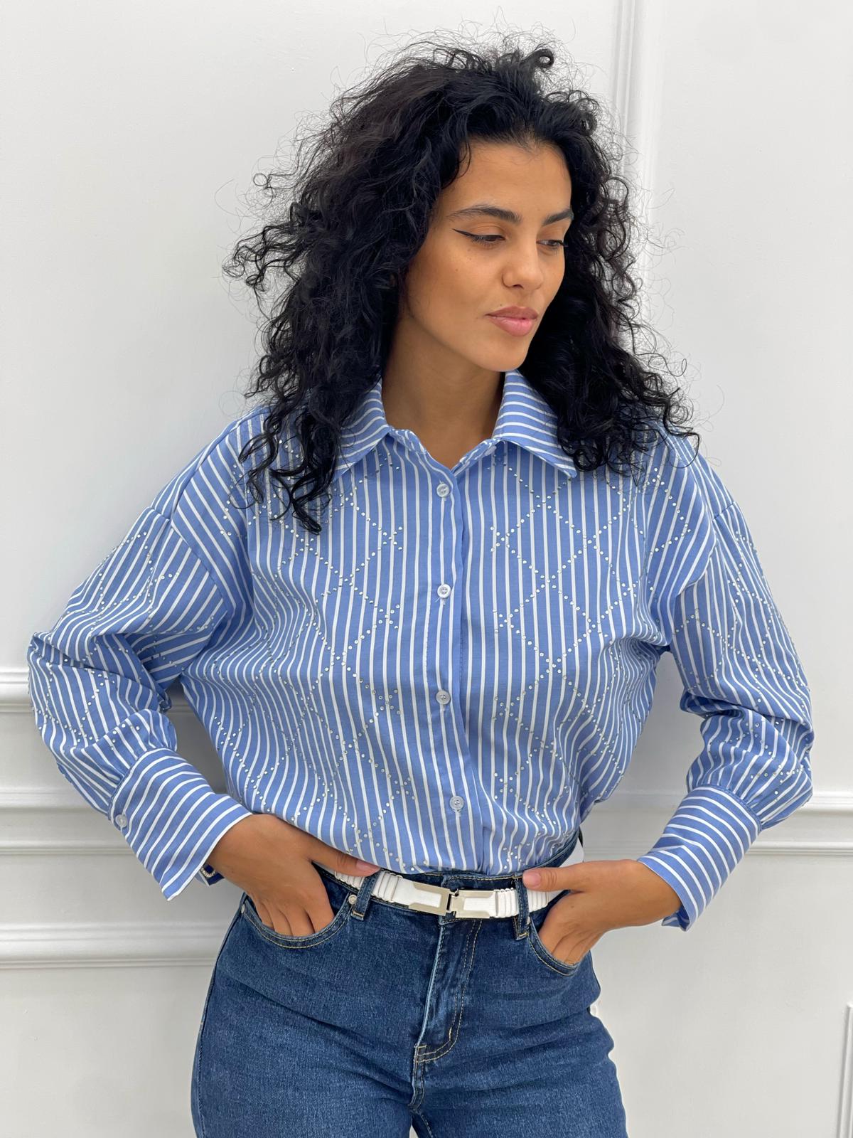 CAMICIA RIGHE CON STRASS