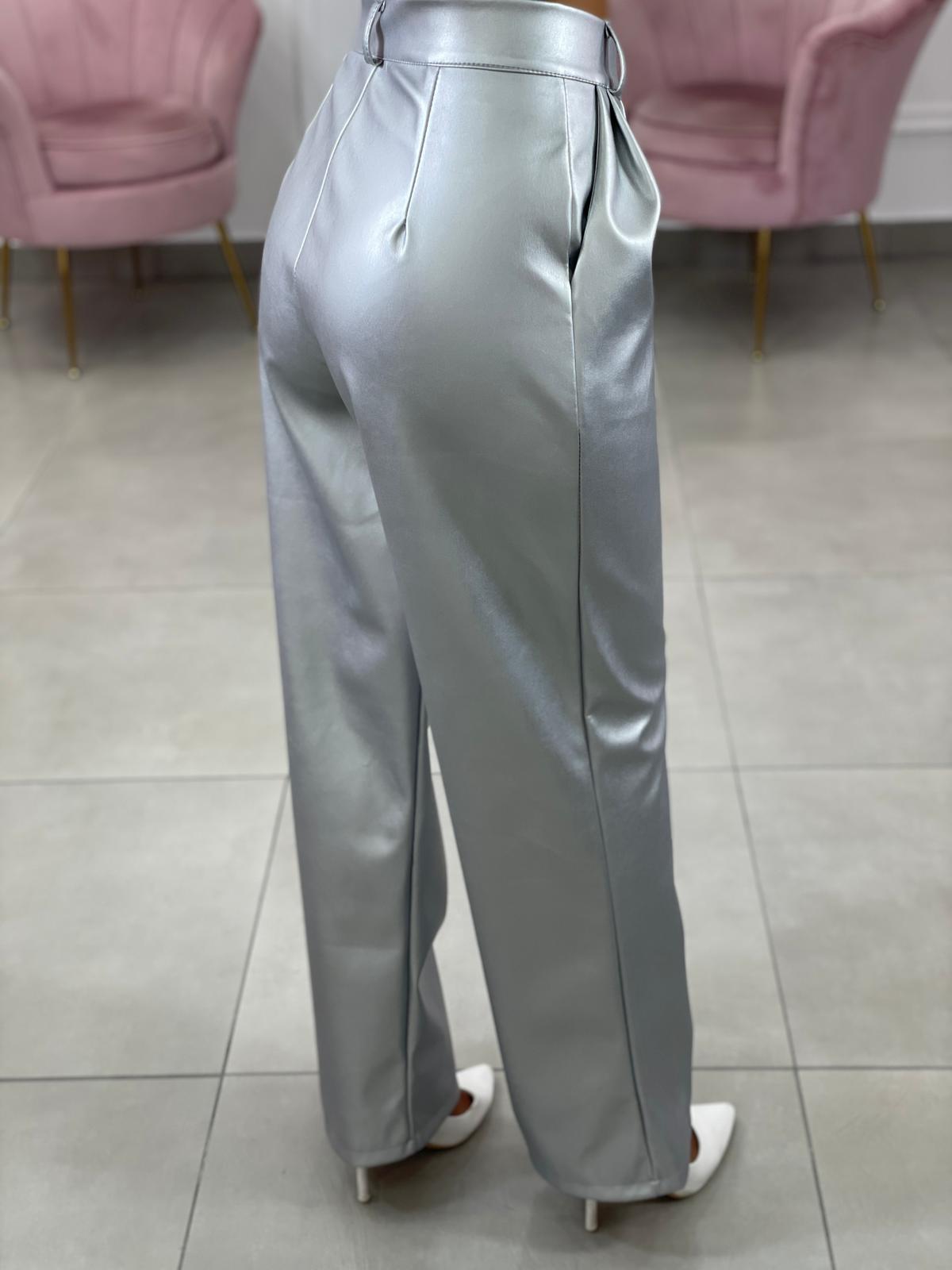 PANTALONE PALAZZO EFFETTO METALLIZZATO