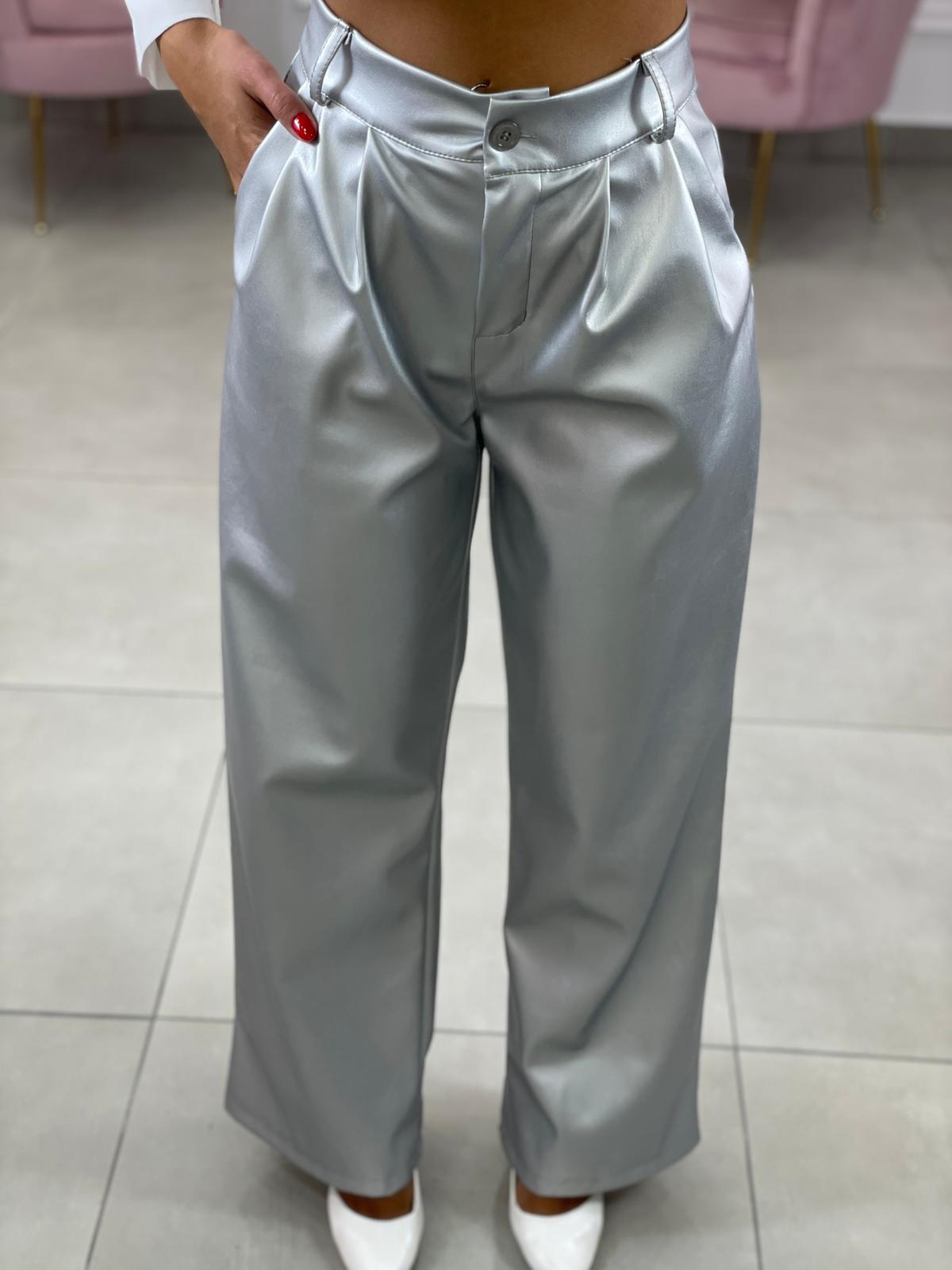 PANTALONE PALAZZO EFFETTO METALLIZZATO