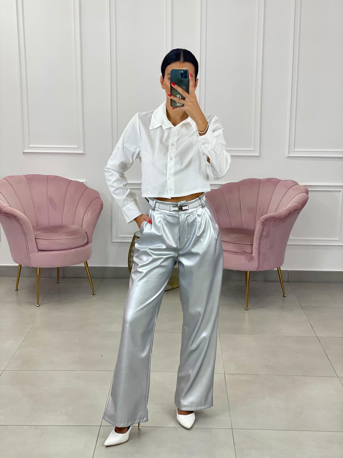 PANTALONE PALAZZO EFFETTO METALLIZZATO