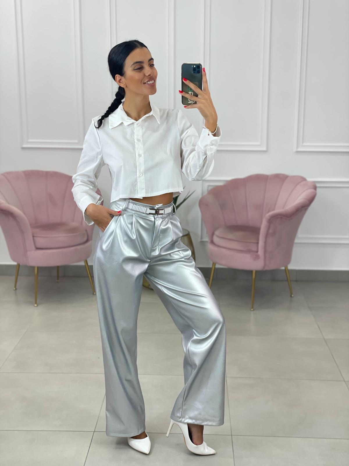 PANTALONE PALAZZO EFFETTO METALLIZZATO