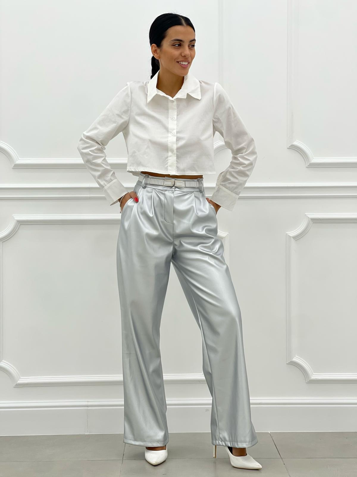 PANTALONE PALAZZO EFFETTO METALLIZZATO