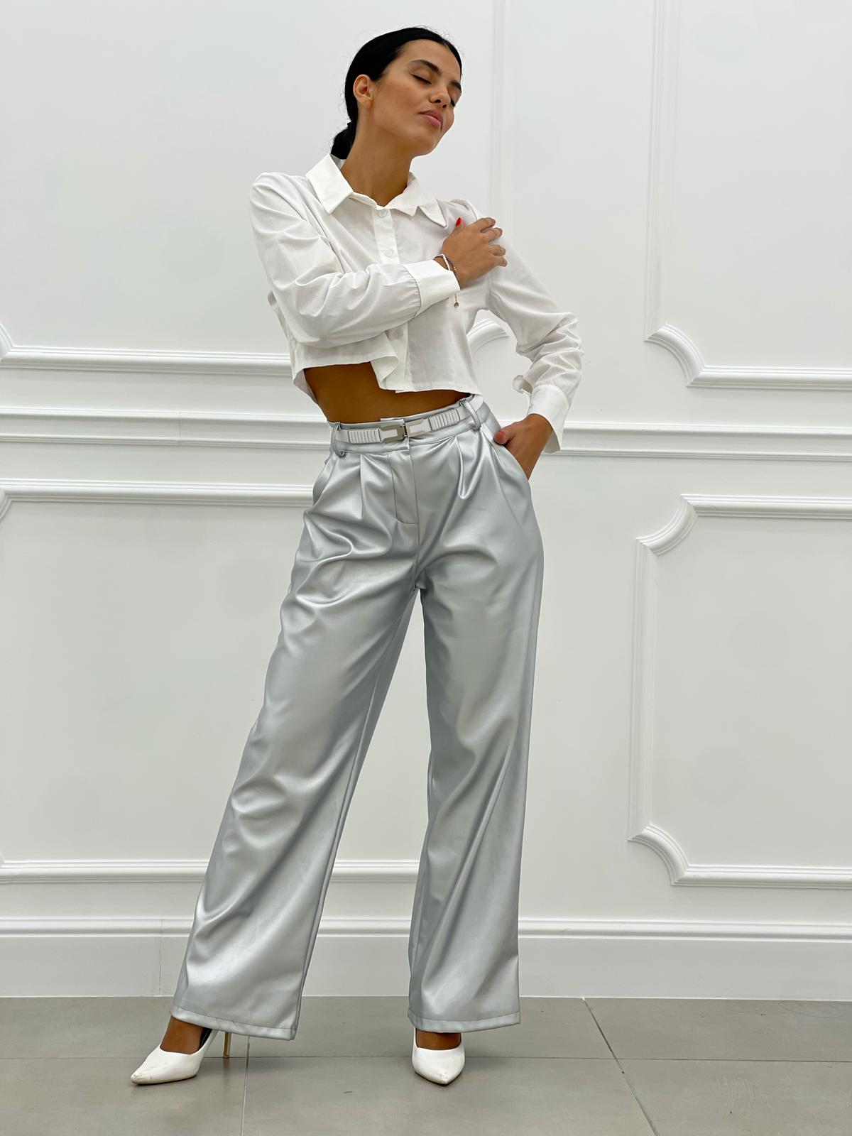 PANTALONE PALAZZO EFFETTO METALLIZZATO