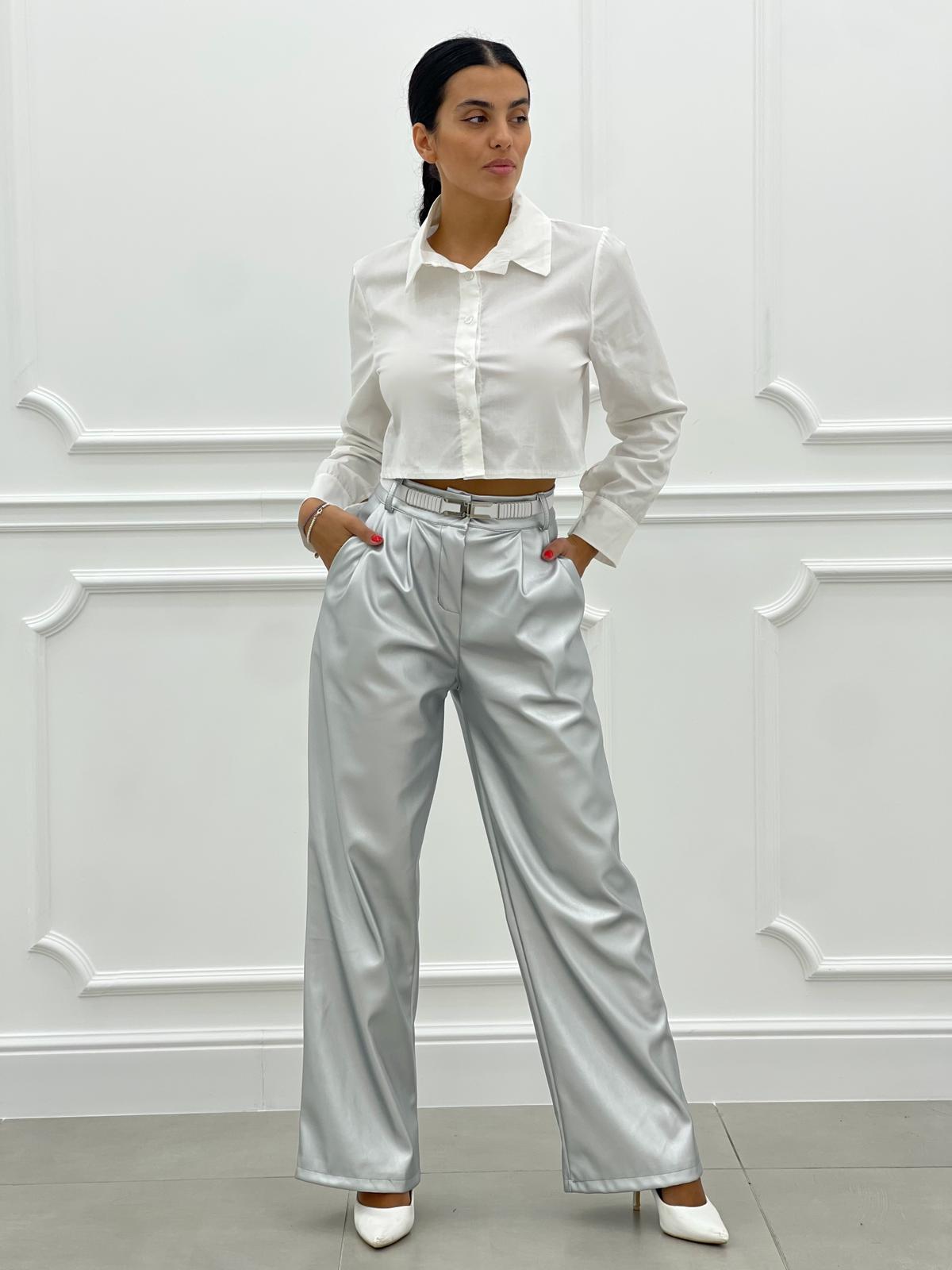 PANTALONE PALAZZO EFFETTO METALLIZZATO