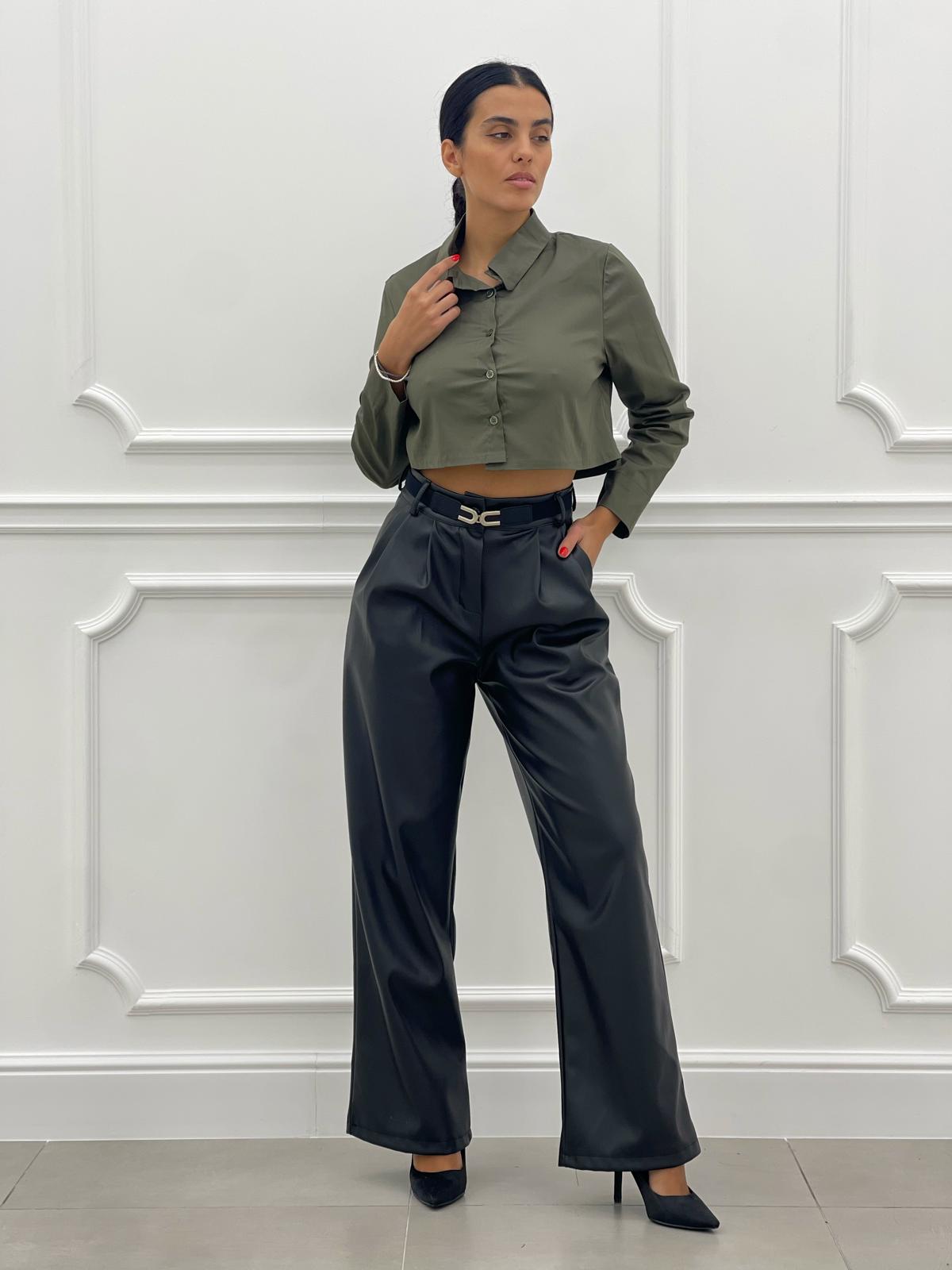 PANTALONE PALAZZO EFFETTO METALLIZZATO