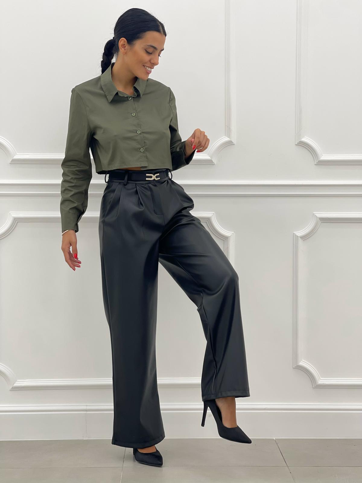PANTALONE PALAZZO EFFETTO METALLIZZATO
