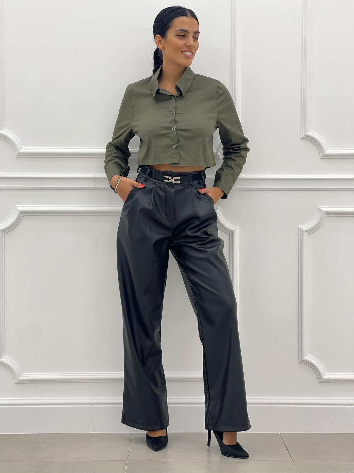 PANTALONE PALAZZO EFFETTO METALLIZZATO