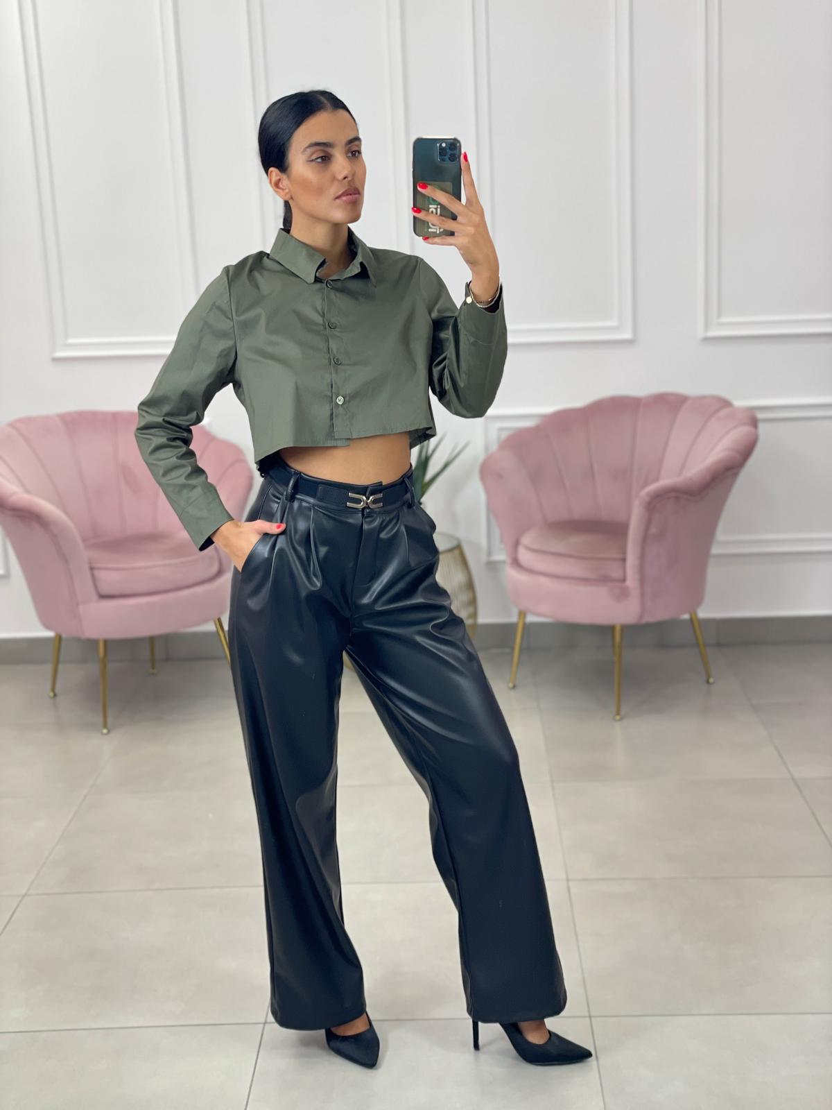 PANTALONE PALAZZO EFFETTO METALLIZZATO