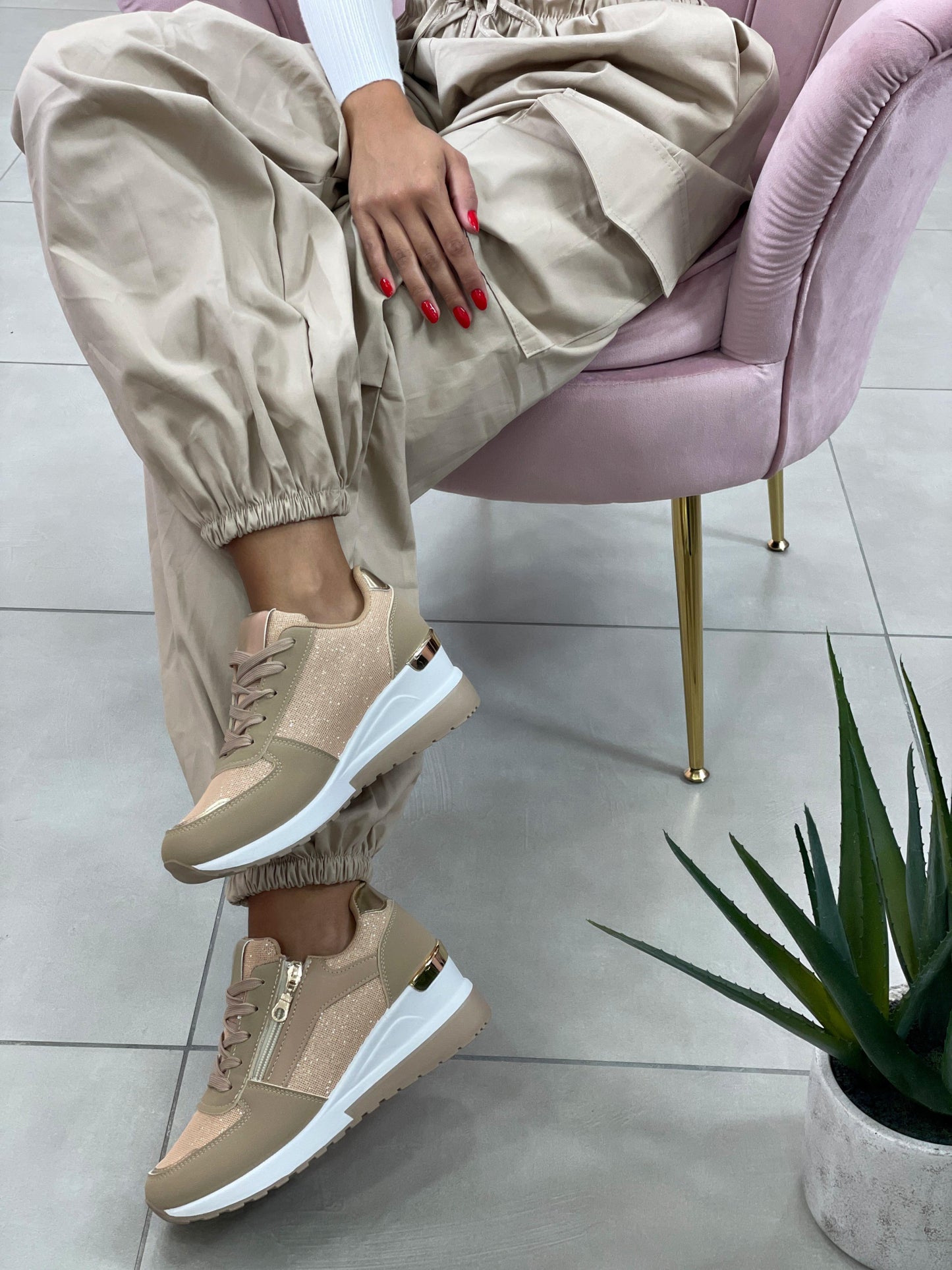 SNEAKERS CON INSERTI LUREX E ZIP