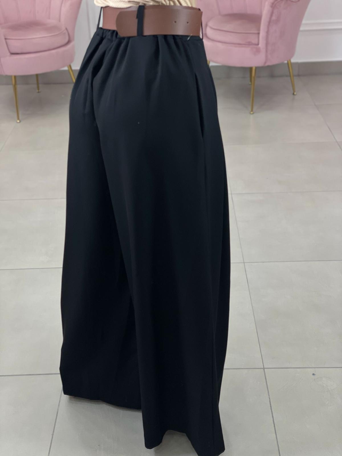PANTALONE PALAZZO CON PENCES E CINTURA