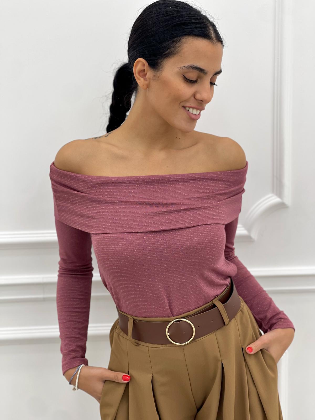 MAGLIA SCOLLO BARCA CON INSERTI IN LUREX