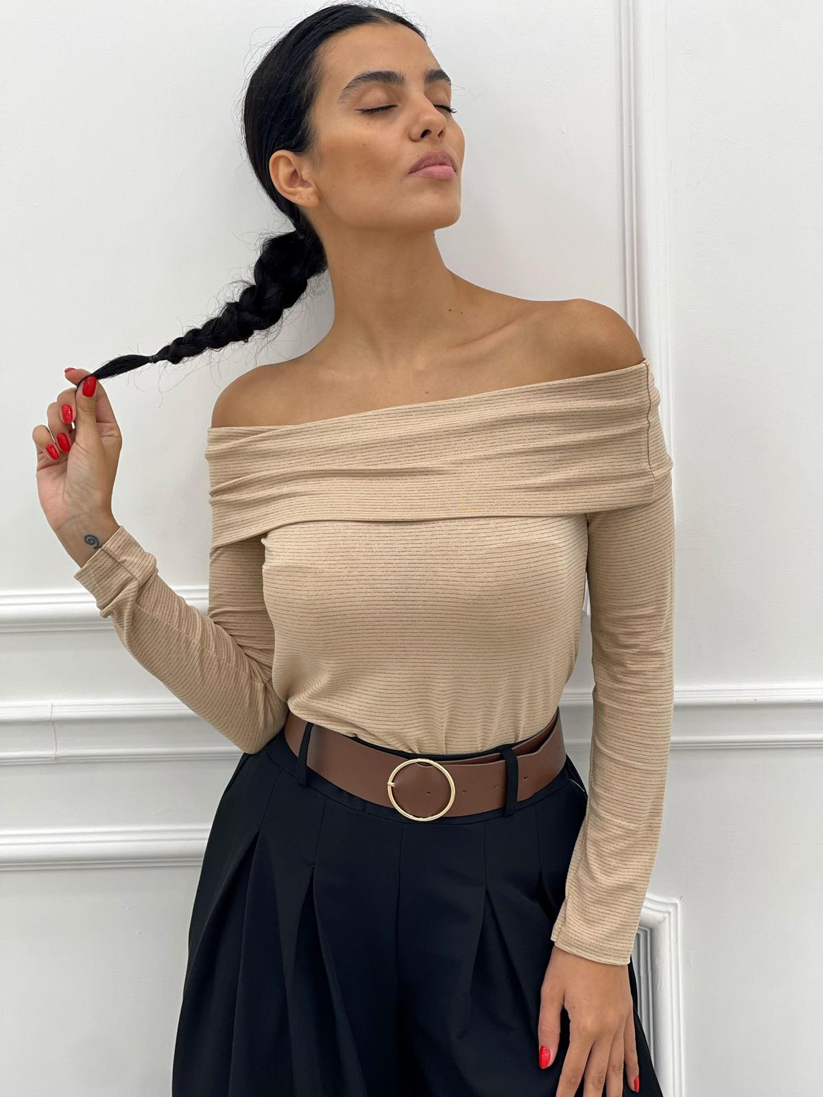 MAGLIA SCOLLO BARCA CON INSERTI IN LUREX