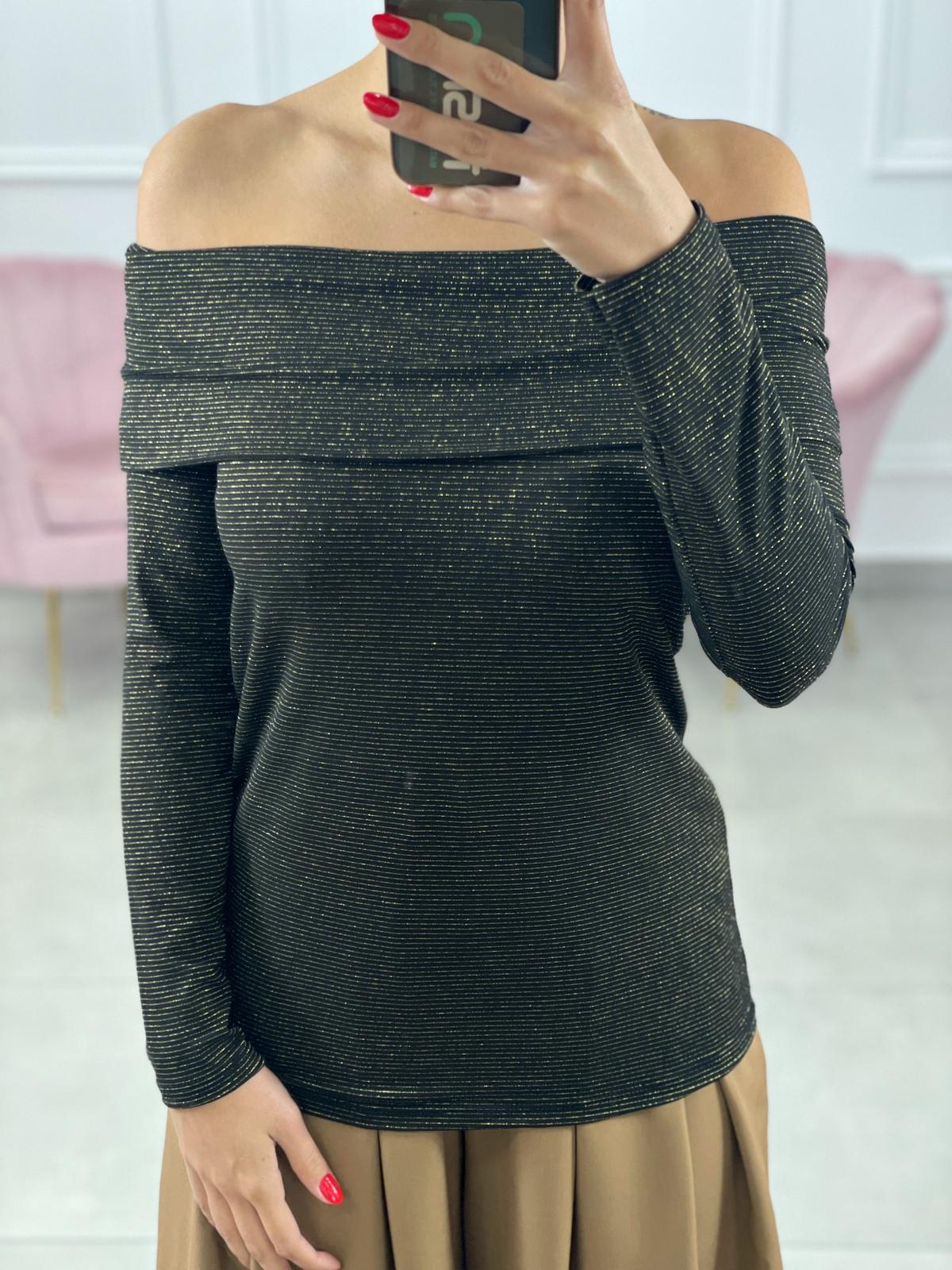 MAGLIA SCOLLO BARCA CON INSERTI IN LUREX