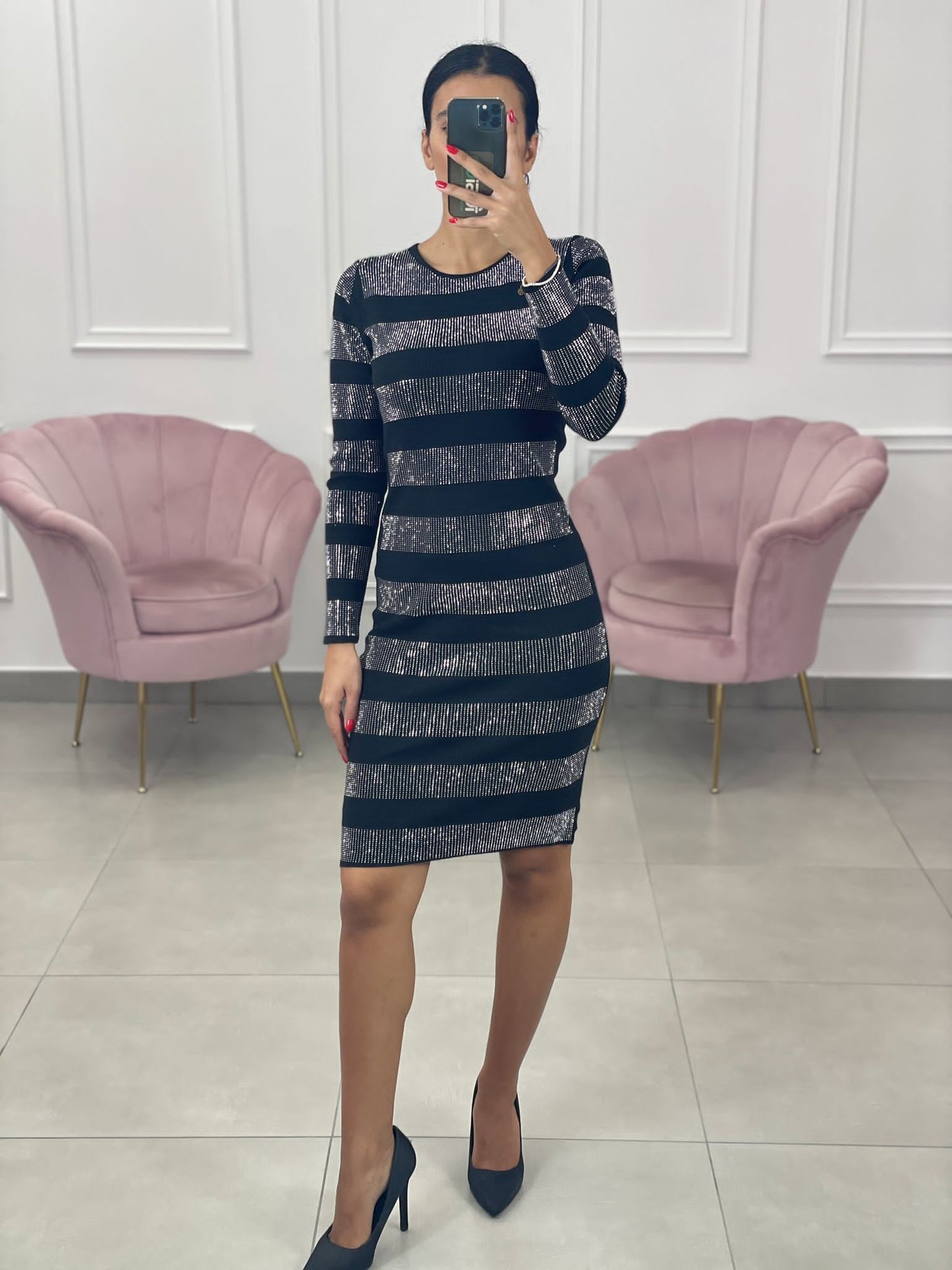VESTITO TUBINO FASCE STRASS