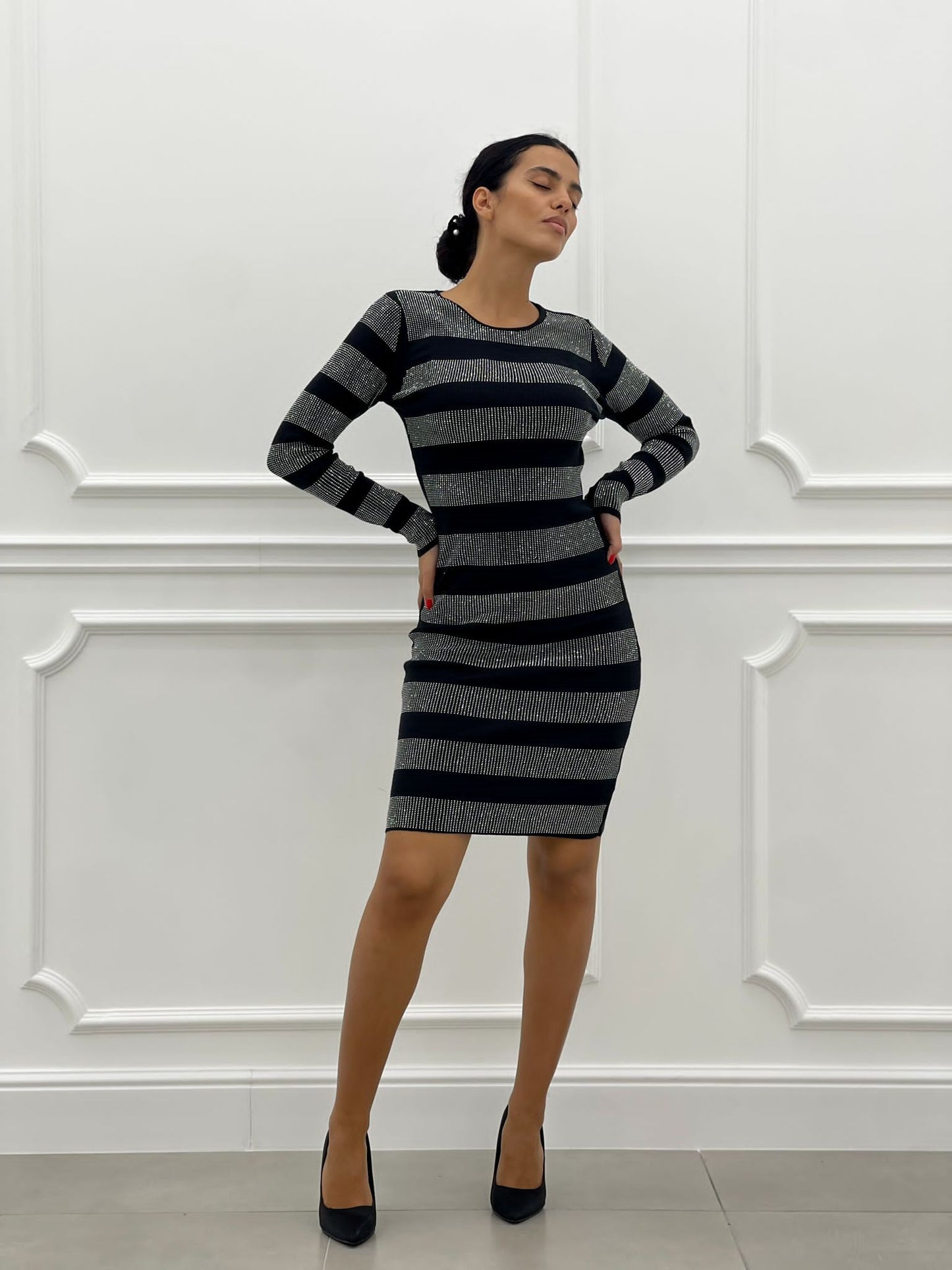 VESTITO TUBINO FASCE STRASS