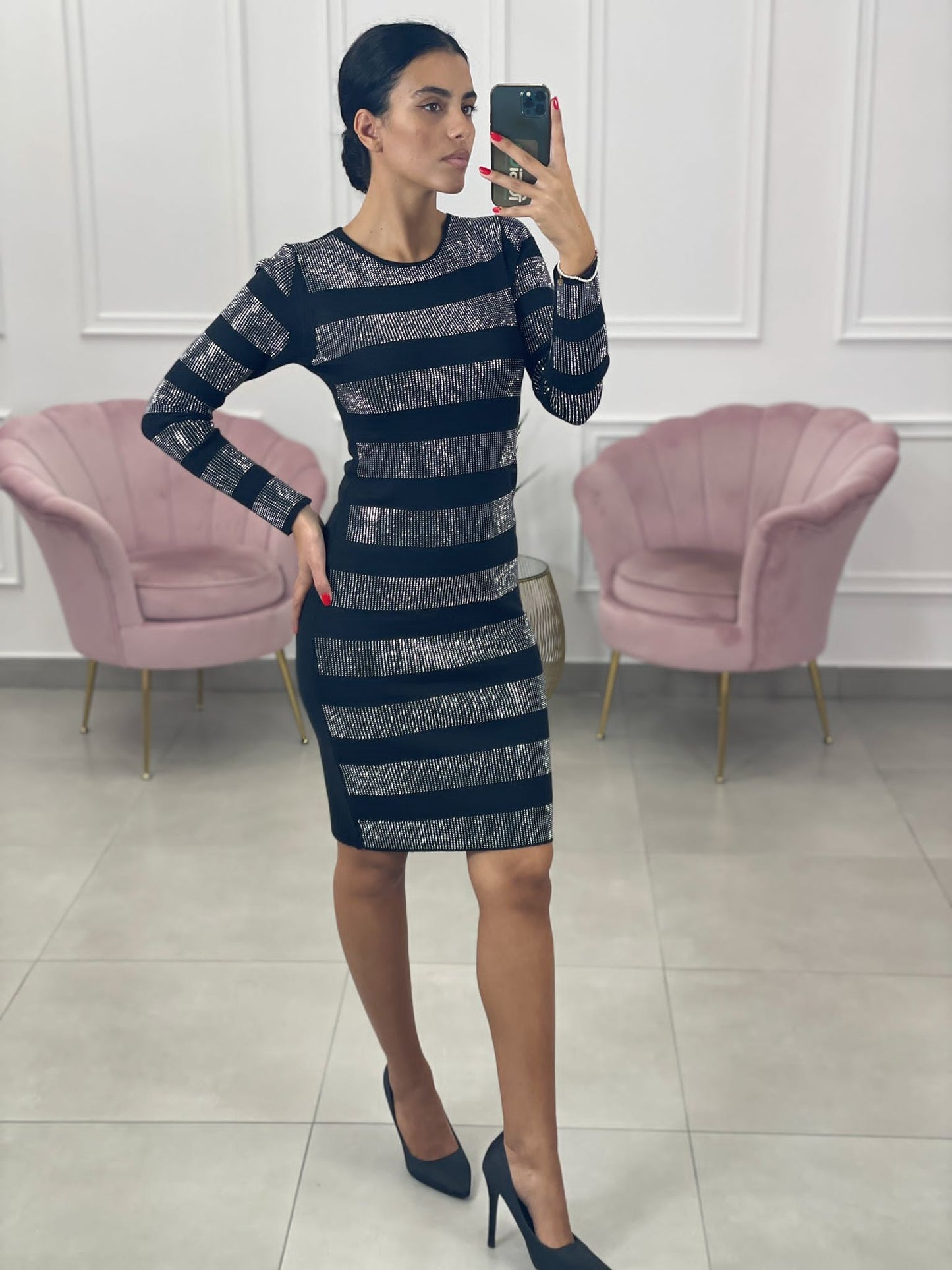 VESTITO TUBINO FASCE STRASS