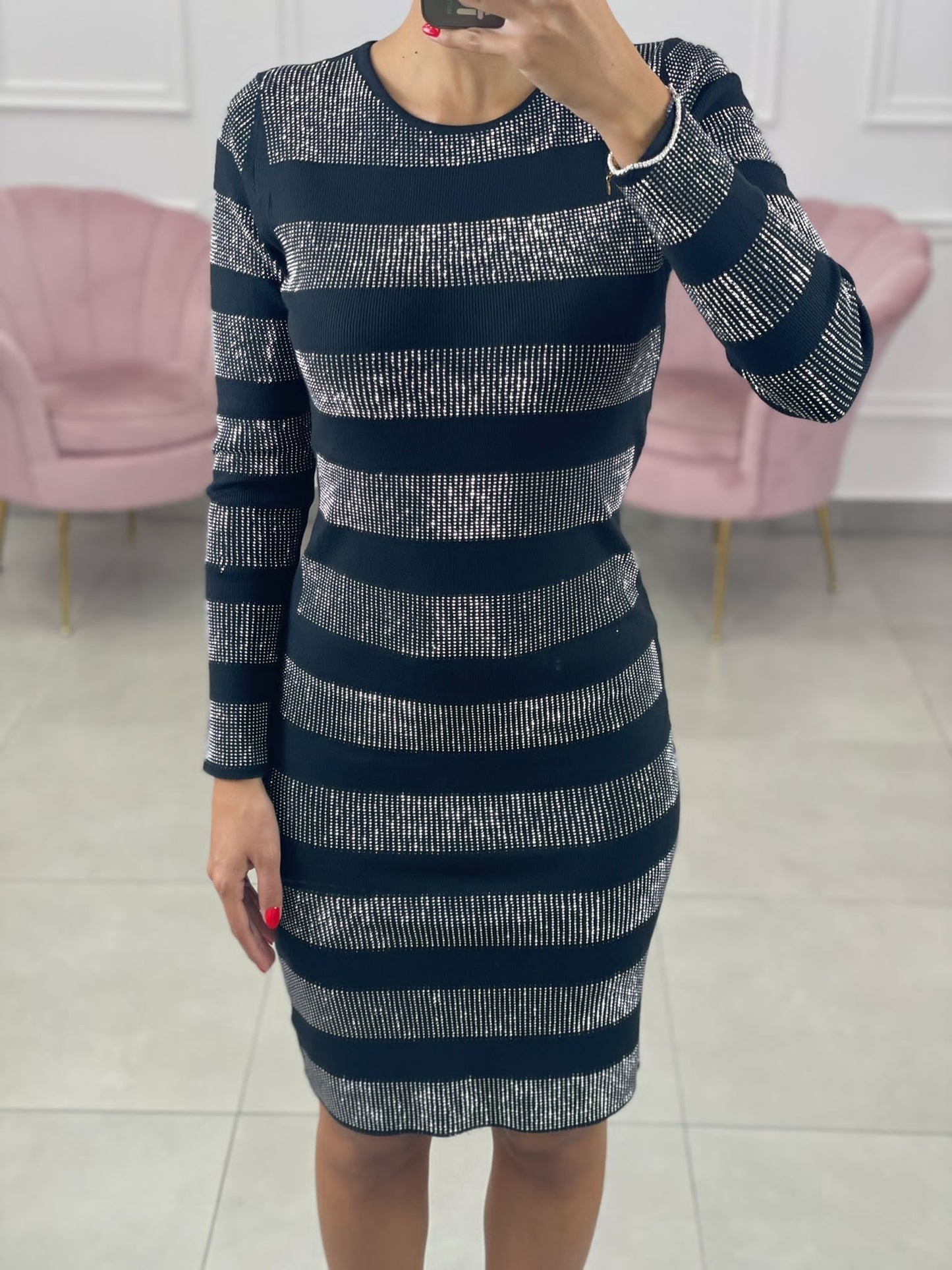 VESTITO TUBINO FASCE STRASS